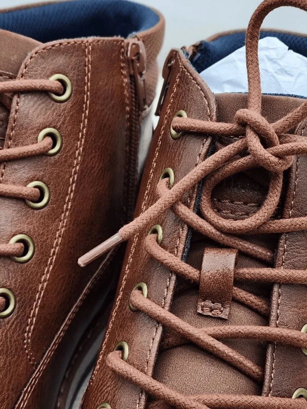 B-52 Bullboxer Men’s Linton Cognac Leather Boots Lace Up Side Zip Casual
